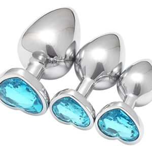 Combo Plug Anal Acero Kit 3 Talles S,m,l,forma De Corazón
